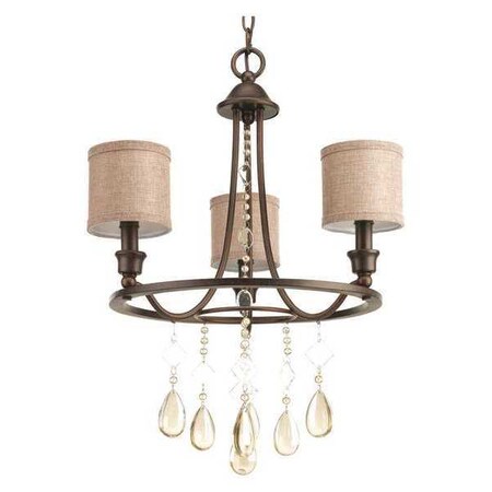 Progress Lighting Flourish 3-Light Chandelier, 40 W, Cognac P4803-72
