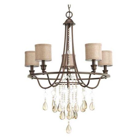 Progress Lighting Flourish 5-Light Chandelier, 40 W, Cognac P4805-72