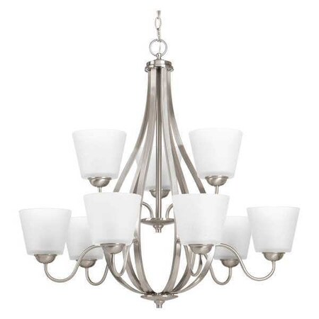Progress Lighting Arden 9-Light, 2-Tier Chandelier, 100 W, Brushed Nickel P4747-09