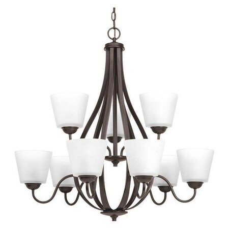 Progress Lighting Arden 9-Light, 2-Tier Chandelier, 100 W, Antique Bronze P4747-20