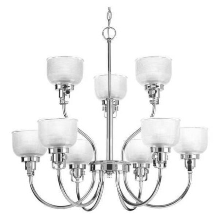 Progress Lighting Archie 9-Light 2-Tier Chandelier, 100 W, Polished Chrome P4690-15