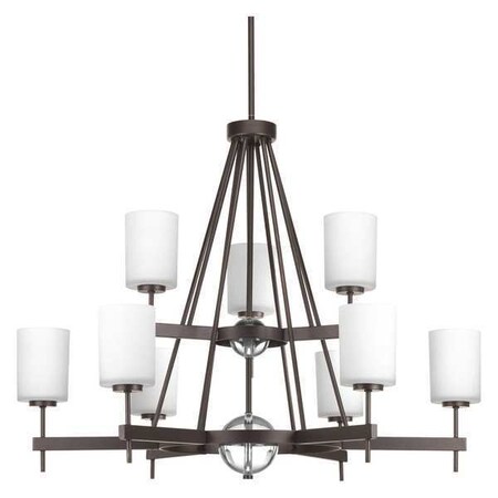 Progress Lighting Compass 9-Light, 2-Tier Linear Chand, 100 W, Antique Bronze P4707-20