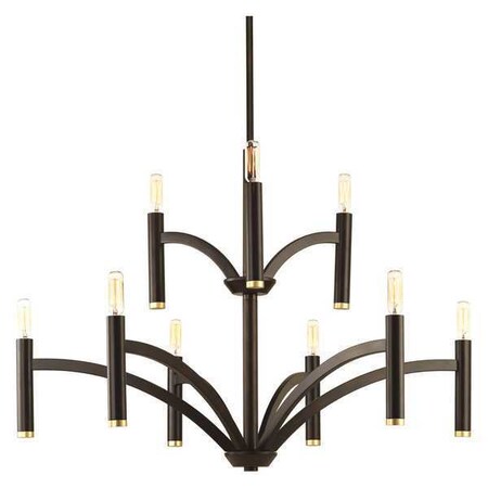 Progress Lighting Draper 9-Light, 2-Tier Chandelier, 60 W, Antique Bronze P4719-20