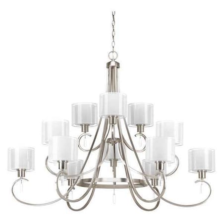 Progress Lighting Invite 12-Light, 3-Tier Chandelier, 75 W, Brushed Nickel P4725-09