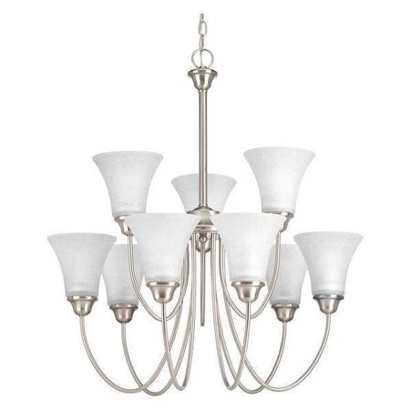 Progress Lighting Tally 9-Light, 2-Tier Chandelier, 100 W, Brushed Nickel P4743-09