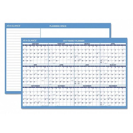At-A-Glance Horizontal Reversible/Erasable Wall Planner, 36 x 24, White/Blue Sheets, 12-Month (Jan to Dec): 2025 PM200-28