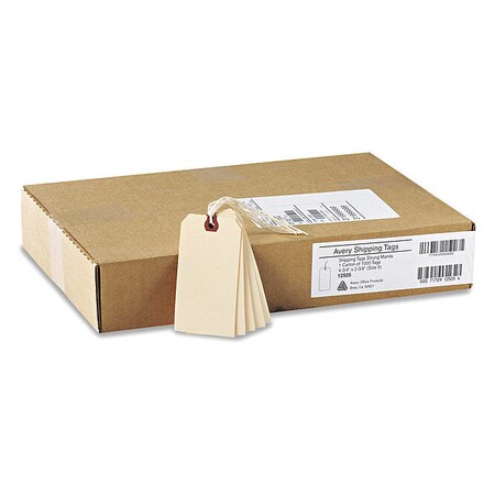 Avery Dennison 13 Point 4-3/4" x 2-3/8" Manila Strung Shipping Tags, Pk1000 12505