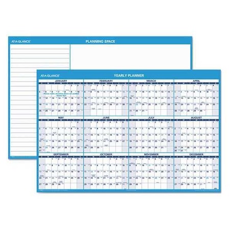 At-A-Glance Horizontal Reversible/Erasable Wall Planner, 48 x 32, White/Blue Sheets, 12-Month (Jan to Dec): 2025 PM300-28