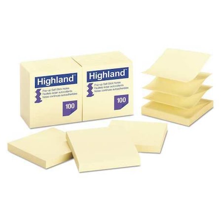 3M Note, 3"x3", Pop Up, Yellow, PK12 6549-PUY