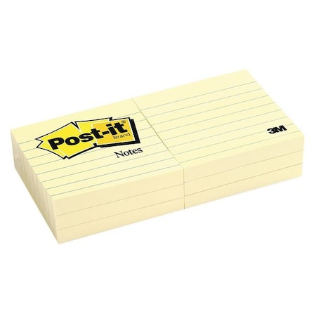Post-It Pad, Post-It Lined 3"X3", Yellow, PK6 630-6PK
