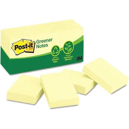 Post-It Note, Post-It, 1.5"X2", Yellow, Recycl, PK12 653RPYW