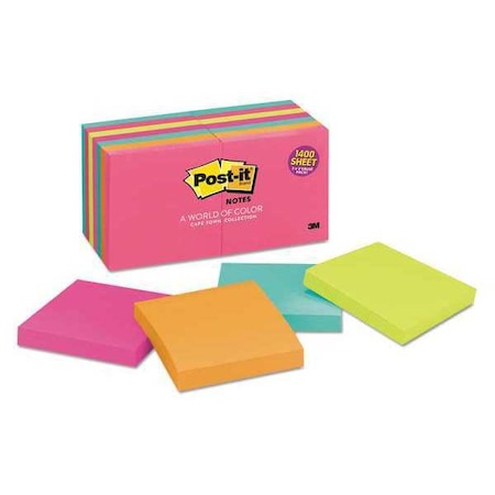 Post-It Pad, Post-It Note3"x3", Neon, PK14 65414AN