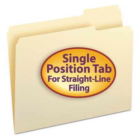 Smead File Folder 8-1/2 x 11", 1/3-Cut Tab, Right Position, Manila, PK100, Tab Cut: 1/3 10333