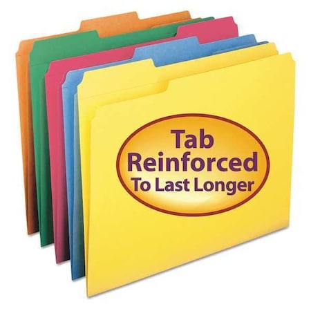 Smead Folder Top Tab, Assorted, PK100, Tab Cut: 1/3 11993