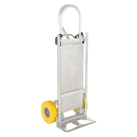Vestil Silver Hand Truck With Fold Down Platform Yellow Urethane Solid Foam ALUM-P-TB-UFYL