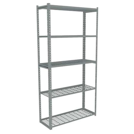 Tennsco Boltless Shelving Unit, 15-5/8"D x 48-5/8"W x 84"H, 5 Shelves, Carbon Steel ZA7-4815S-5W