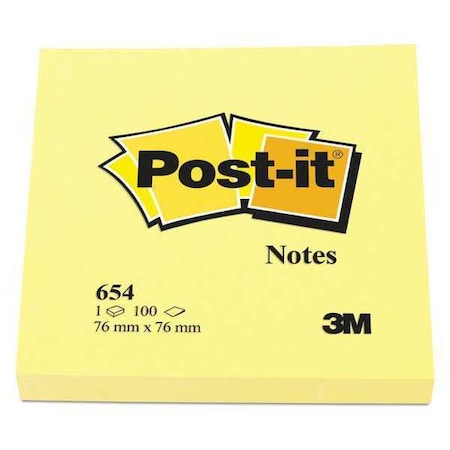 Post-It Note, Post-It, 3"X3", Yellow, PK12 654