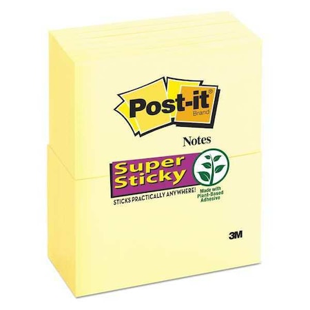 Post-It Pads in Canary Yellow, 3" x 5", 90 Sheets/Pad, PK12 65512SSCY