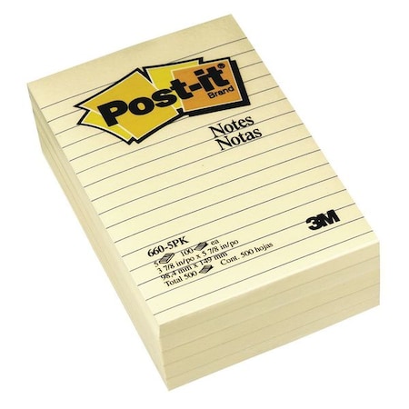 Post-It Pad, 4"X6", Canary, PK5 660-5PK