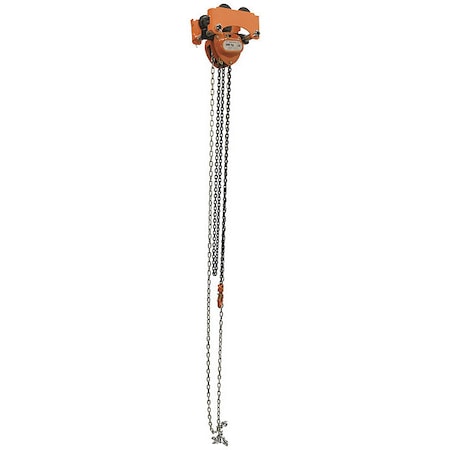 Vestil Low Headroom Chain Hoist Trolley Push, 1K LOW-1P