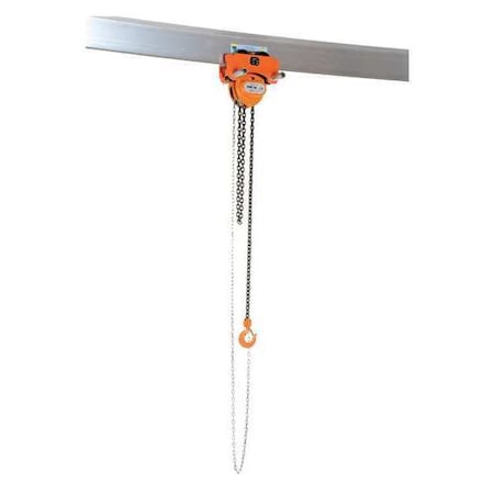 VESTIL Low Headroom Chain Hoist Trolley Push, 4K LOW-4P