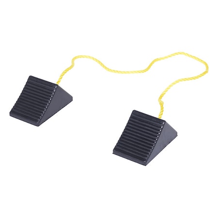 Vestil Rubber Wheel Chock, Rope, 8x5x4 RWC-2-PR