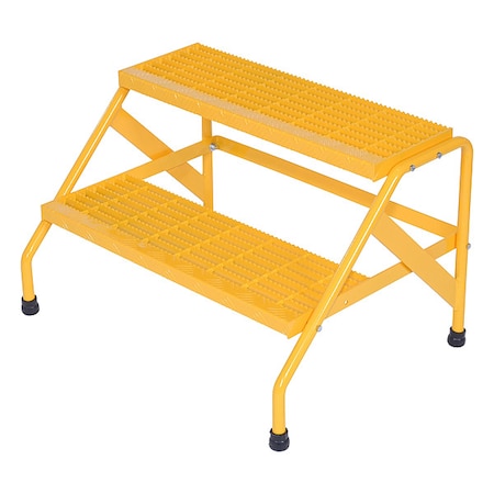 Vestil Alum Step Stand, 2 Step, Wide, Bolt, 500 lb., 2 Steps, 20 Overall Height, Aluminum, Yellow SSA-2W-KD-Y