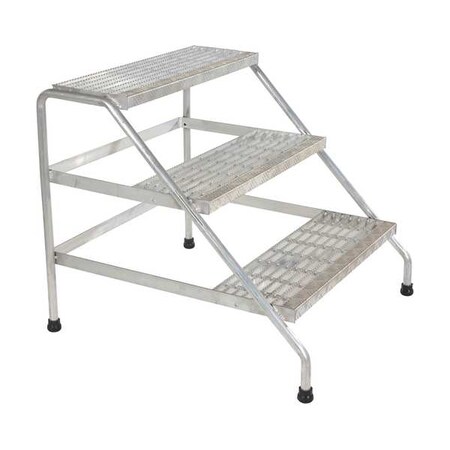 VESTIL Aluminum Step Stand Silver 3 Step Wide Welded 500 lb Capacity SSA-3W