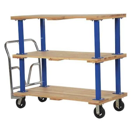 Vestil Triple Deck Hardwood Platform Cart 1600 lb Mold-On-Rubber Caster 27x54 VHPT/TD-2754