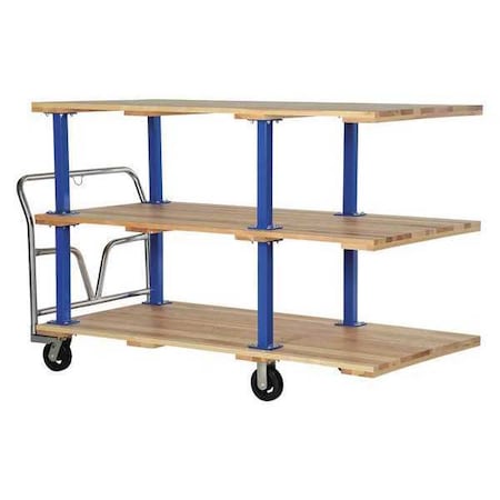 Vestil Triple Deck Hardwood Platform Cart 1600 lb Mold-On-Rubber Caster 36x72 VHPT/TD-3672
