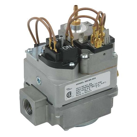 White-Rodgers Gas Valve, NG/LP, Hot Surface Ignition and Direct Spark Ignition, 24 V, Delay Slow, 0.6 A 36C94-303