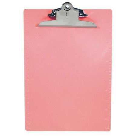 Zoro Select 8-1/2" x 11" Plastic Clipboard 1", Pink 21800