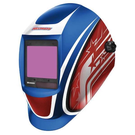 Westward Auto Dark Welding Helmet, Shade 6-9/9-13, Blue/Red/White 44R228