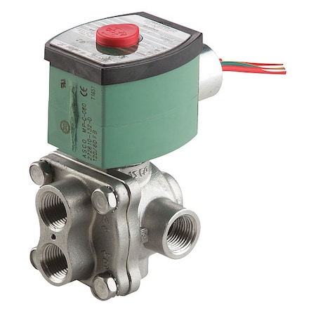 Asco Solenoid Valve, 4-Way, 2-Position, Universal, 3/8 in Pipe Size, 120V AC, NAMUR Mount, Direct Acting 8342G703