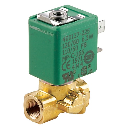 Asco Solenoid Valve, 3-Way, 2-Position, Normally Closed, 1/8 in Pipe Size, 24/60V AC, Compact, Brass SC8356A002V