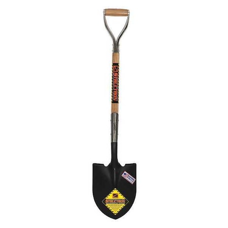 Structron Round Point Shovel, 14 ga #2 Blade, Steel Blade, Front Turn Step, 30 in L Natural Hardwood Handle 49331
