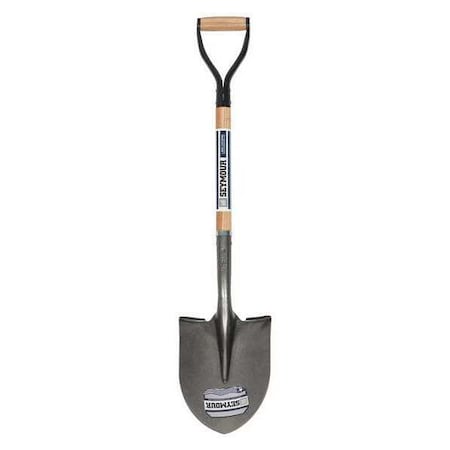 Seymour Midwest Round Point Shovel, 16 ga #2 Blade, Steel Blade, Forward Turn Step, 30 in L Natural Hardwood Handle 49151