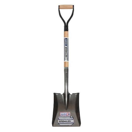 Seymour Midwest Square Point Shovel, 16 ga #2 Blade, Steel Blade, Forward Turn Step, 30 in L Natural Hardwood Handle 49162