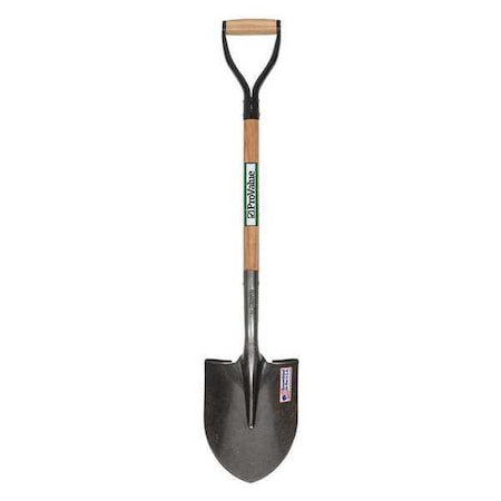 Seymour Midwest Round Point Shovel, 16 ga #2 Blade, Steel Blade, Forward Turn Step, 26 in L Natural Hardwood Handle 49131