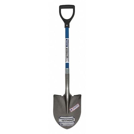 Seymour Midwest Round Point Shovel, 16 ga #2 Blade, Steel Blade, Forward Turn Step, 26 in L Blue 49451