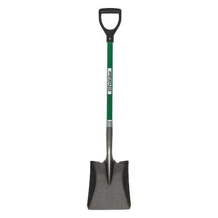 Seymour Midwest Square Point Shovel, 16 ga #2 Blade, Forward Turn Step, 26 in L Green Durable Fiberglass Handle 49433