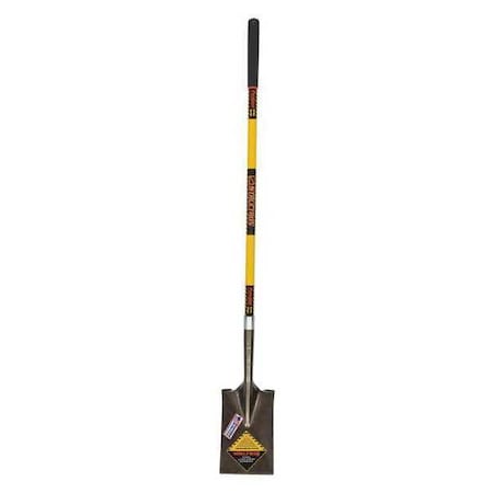 Structron Garden Spade Shovel, 14 ga #2 Blade, Steel Blade, Front Turn Step, 48 in L Yellow 49553