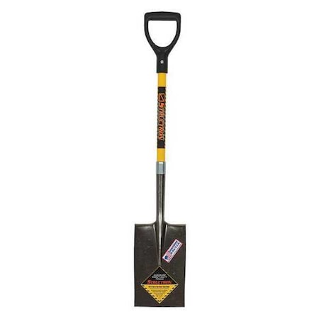 Structron Garden Spade Shovel, 14 ga 14 ga. Steel Blade, Rear Rolled Step, 29 in L Premium Fiberglass Handle 49734