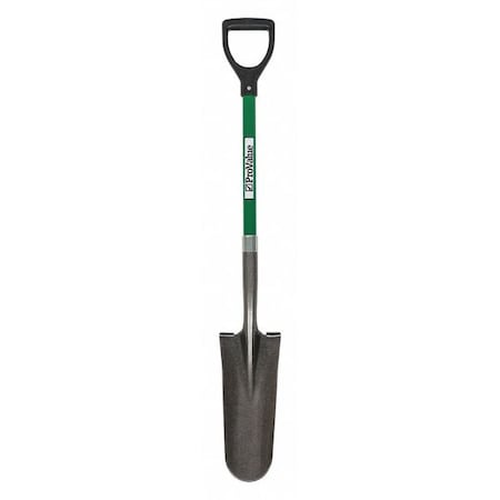 Seymour Midwest Drain Spade Shovel, 16 ga Forward Turn Step, 26 in L Green Durable Fiberglass Handle 49437