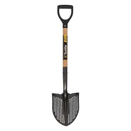 Toolite Round Point Shovel, 14 ga #2 Blade, Steel Blade, Forward Turn Step, 29 in L Natural Hardwood Handle 49491