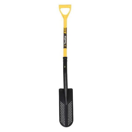 Toolite Drain Spade Shovel, 14 ga Steel Blade, Forward Turn Step, 29 in L Yellow 49547