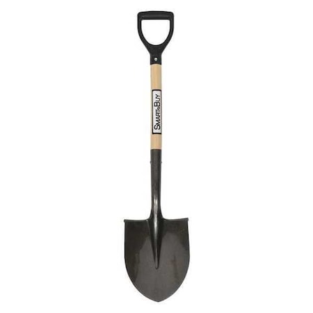 Seymour Midwest Round Point Shovel, 16 ga #2 Blade, Steel Blade, Forward Turn Step, 26 in L Natural Hardwood Handle 49831
