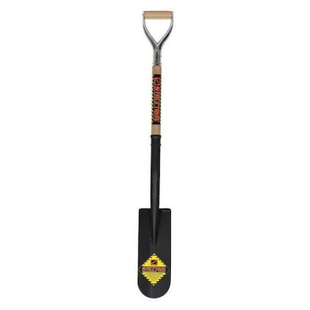 Structron Drain Spade Shovel, 14 ga Steel Blade, Forward Turn Step, 30 in L Natural Hardwood Handle 49357