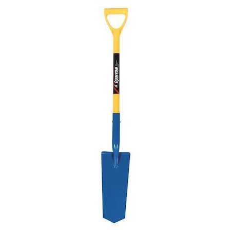 Kenyon Drain Spade Shovel, 14 ga Steel Blade, Forward Turn Step, 28 in L Yellow 49667