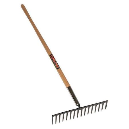 Structron Stone Rake, 16 Tines, 66 in L Hardwood Handle 63126